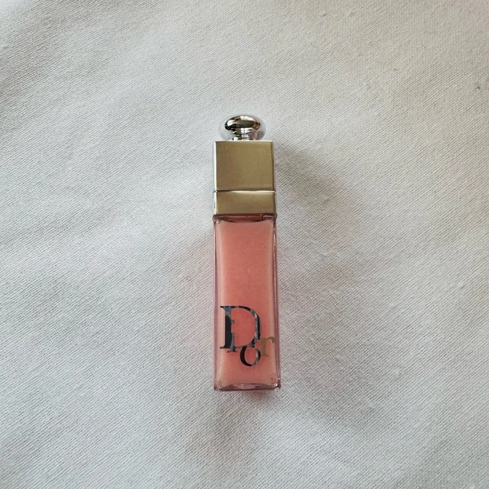 Dior soft pink pillowy flap bag with silver CD, mini lippie, and mascara set NIB